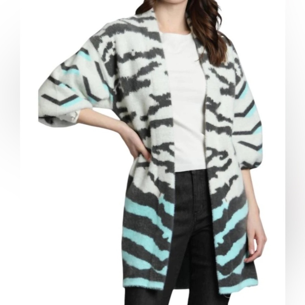 APNY New York Ombré Zebra Print Open-Front Cardigan | Statement Cozy Layer XL